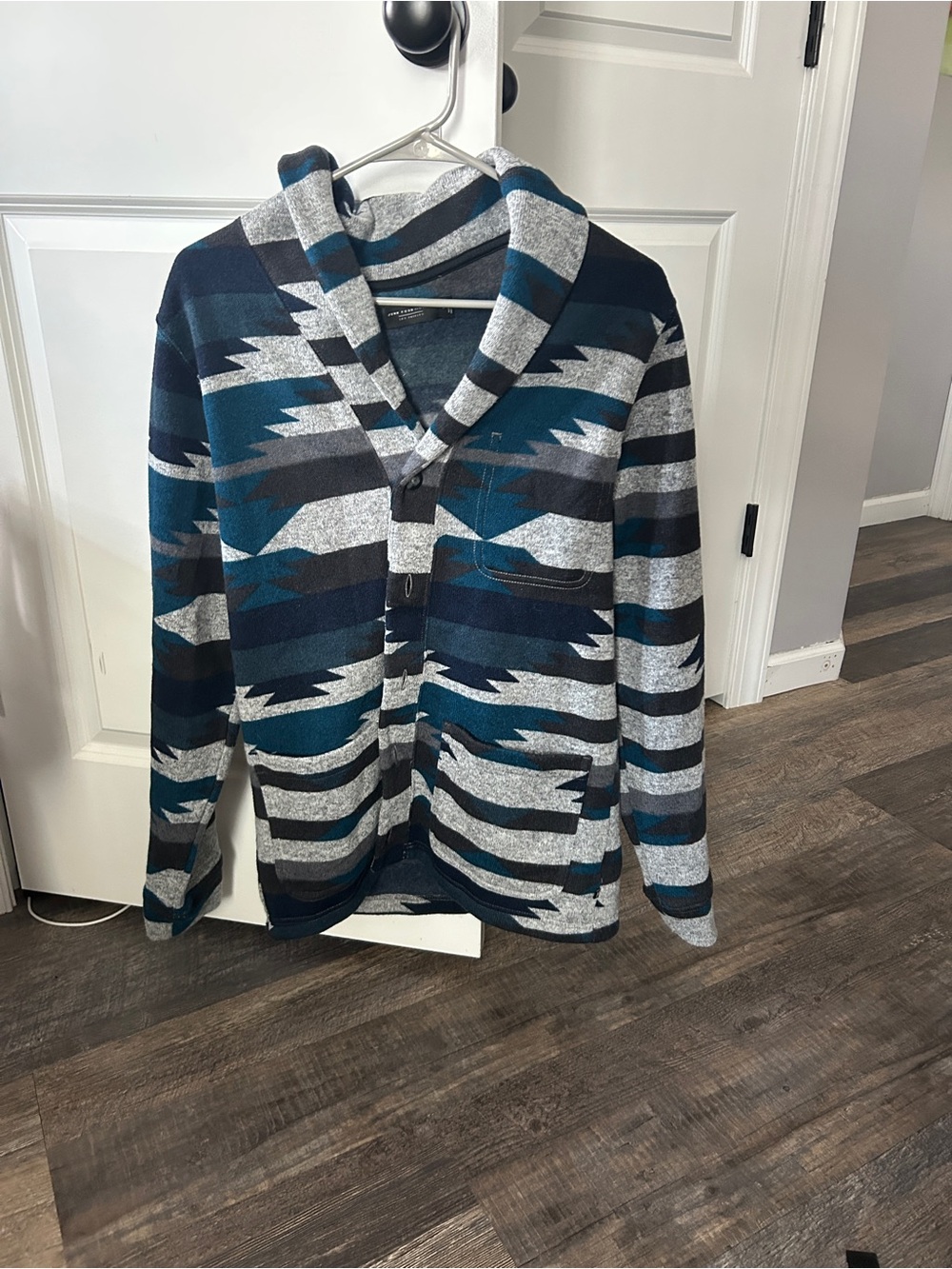 Junk Food Clothing Men's Shawl Collar Cardigan - Teal, Navy, Gray